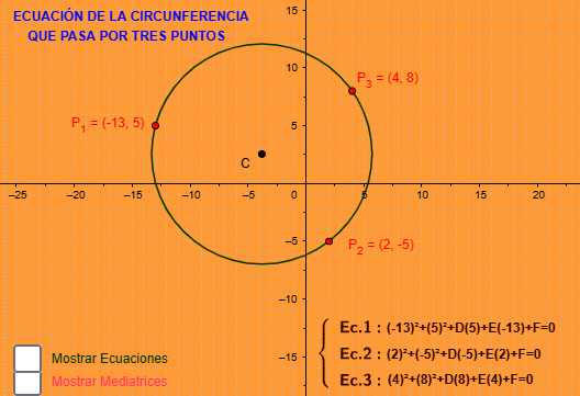 ecuación circunferencia 3 puntos 